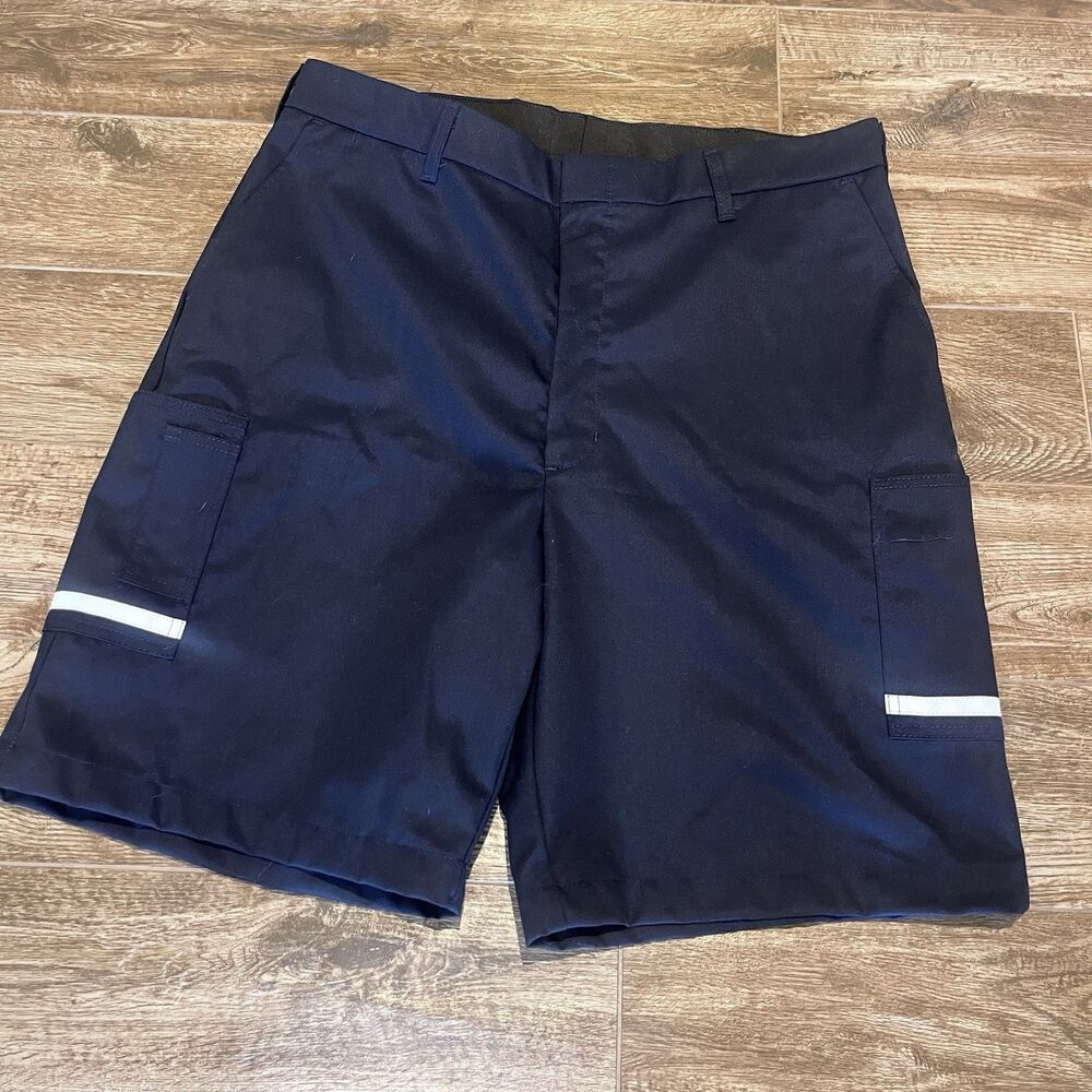 FedEx Stan Herman Shorts Men's 40L-105 Blue Cargo Reflective Strip 9.5" Inseam